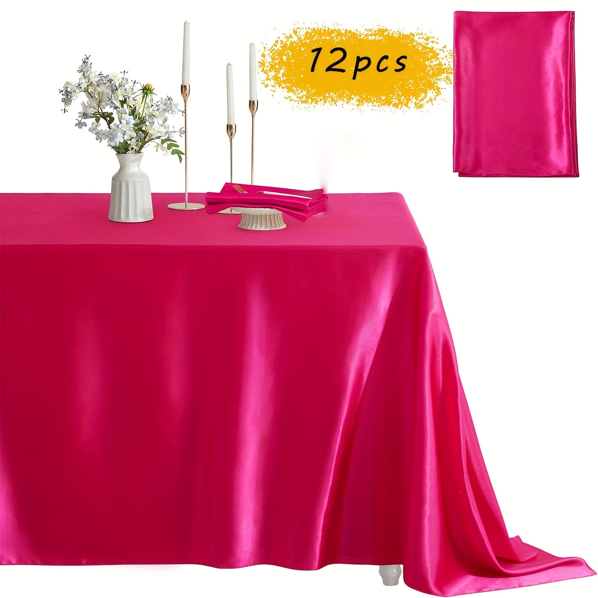 12pcs Satin Tablecloth, 57, Halloween, Christmas