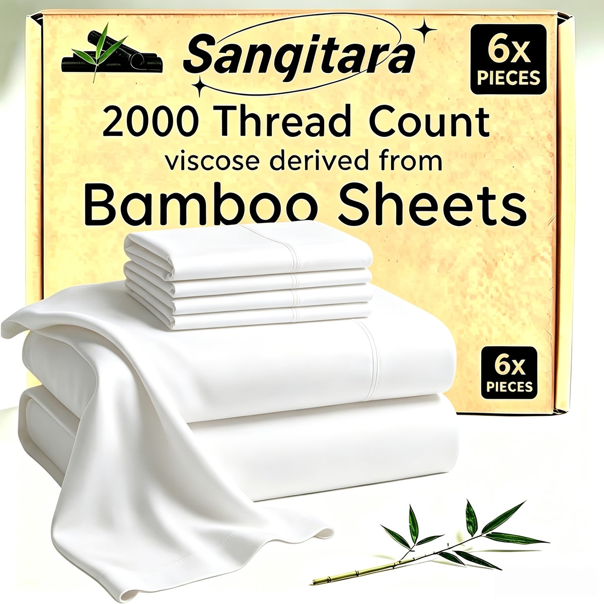 Extra Deep Pocket 10%Bamboo Fiber Bed Sheet Set - Breathable Bed Sheet - Luxury Hotel Bed Sheet Set - Soft, Wrinkle-Resistant, And Comfortable - Easily Fits Extra Deep Mattresses. Includes Pillowcases, Flat Sheet, And Fitted Sheet
