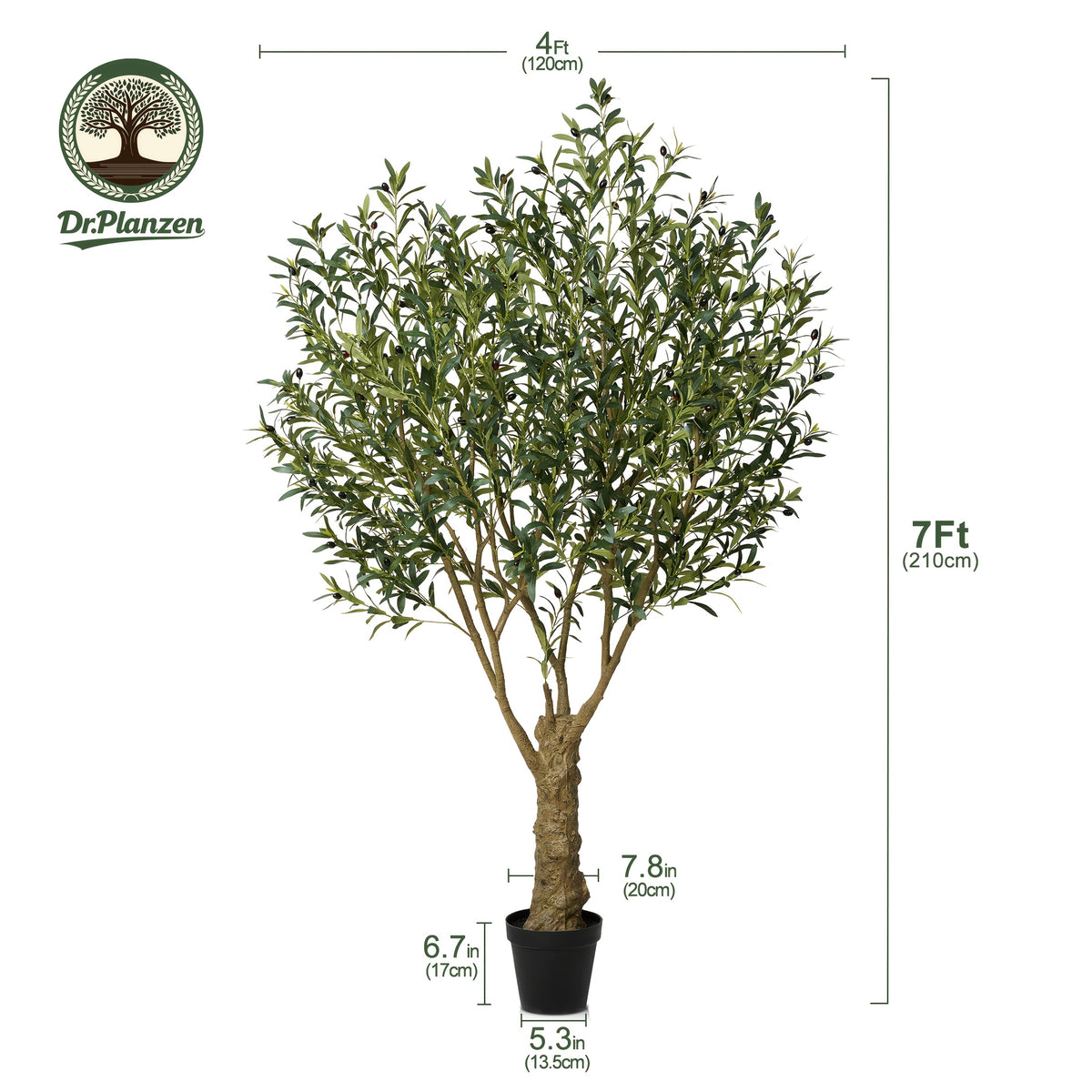 5/6/7/8ft Artificial Olive Tree, Faux Olive Plant with Black Planter, 39/49/54/62 Branches & 1390/2055/2871/4007 Silk Leaves, Perfect for Indoor Home Office Decor, Living Room, Bedroom, And Gift Ideas