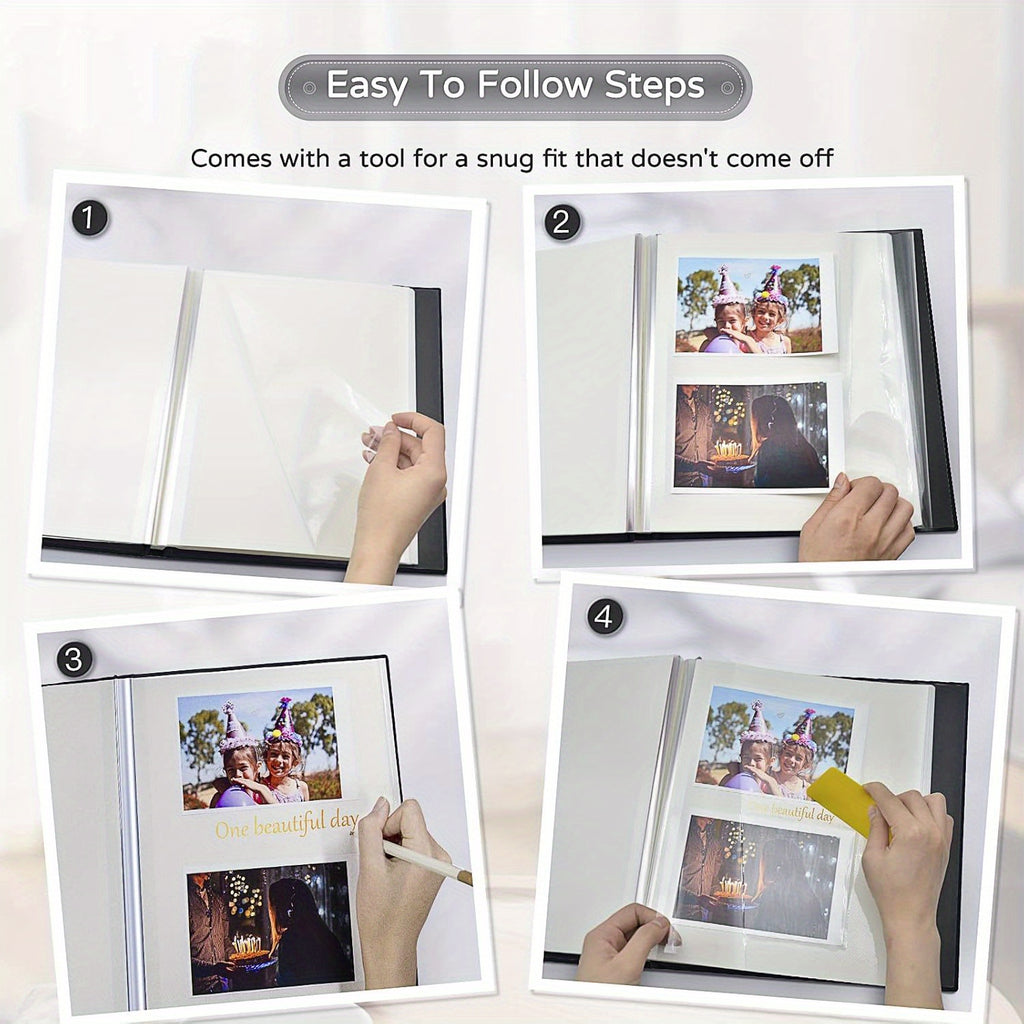 1pc Large Photo Album Self-Adhesive 4X6 5X7 8X10 Scrapbook Album Picture Book, Gifts for Mom, Family Baby And Wedding, with Metal Pen And Plastic Board Photo Album Book Valentine'S Day Gifts Mother'S Day Gift