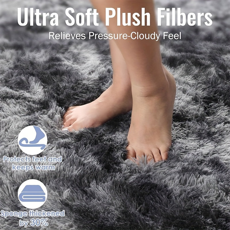 [Plush Fluffy Mat] 1pc Tie-Dye Plush Soft Interior Fluffy Mat, Modern Luxury Plush Mat, Absorbent, Non-Slip &, Suitable for Living Room and Bedroom Areas, Home Decor