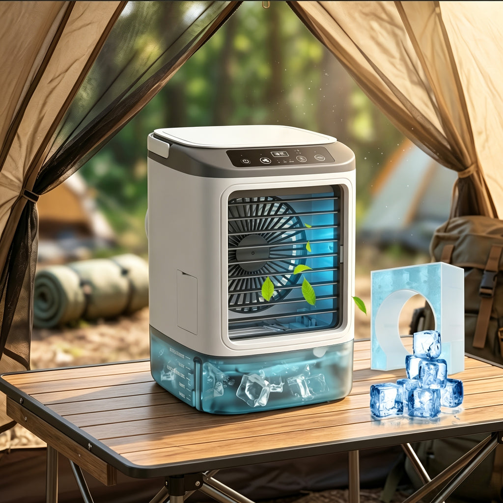 Portable Spray Fan, USB Personal Electric Fan, 3-speed Adjustable Wind Speed, Indoor And Outdoor, With Humidification Function, Ambient LED Light, Compact Design Suitable For Office, Home, Camping