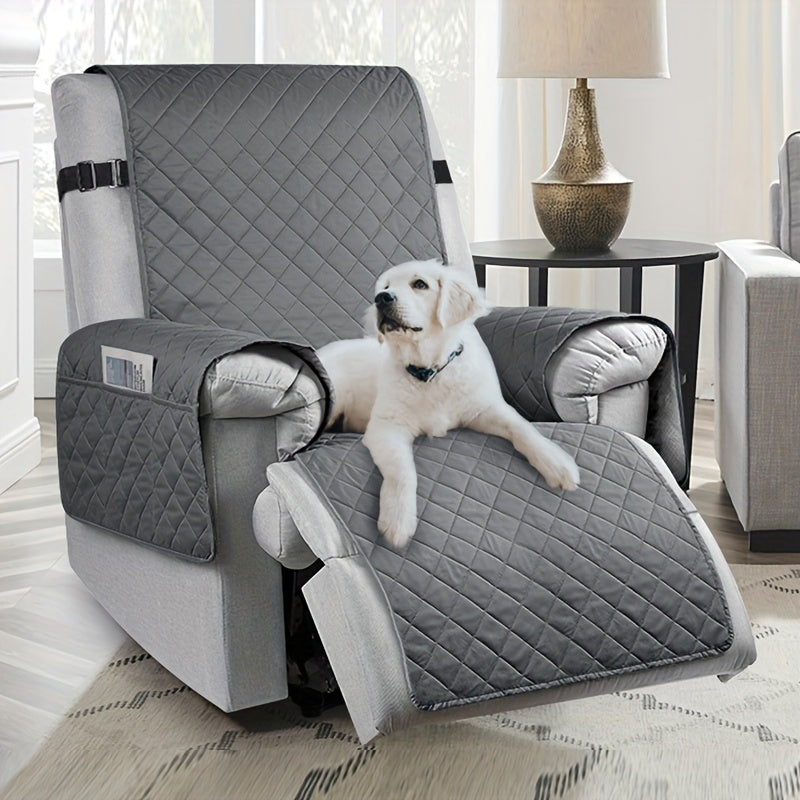 1pc Recliner Sofa Cover, Non-Slip Armchair Protective Slipcover, 100% Polyester, Quilted Design, Machine Washable, Fits Single-Seat Sofas, Modern Style, Mixed Colors, Ideal for Bedroom, Office, Living Room, Home Decor, Sofa Protection Cover | Quilted Text