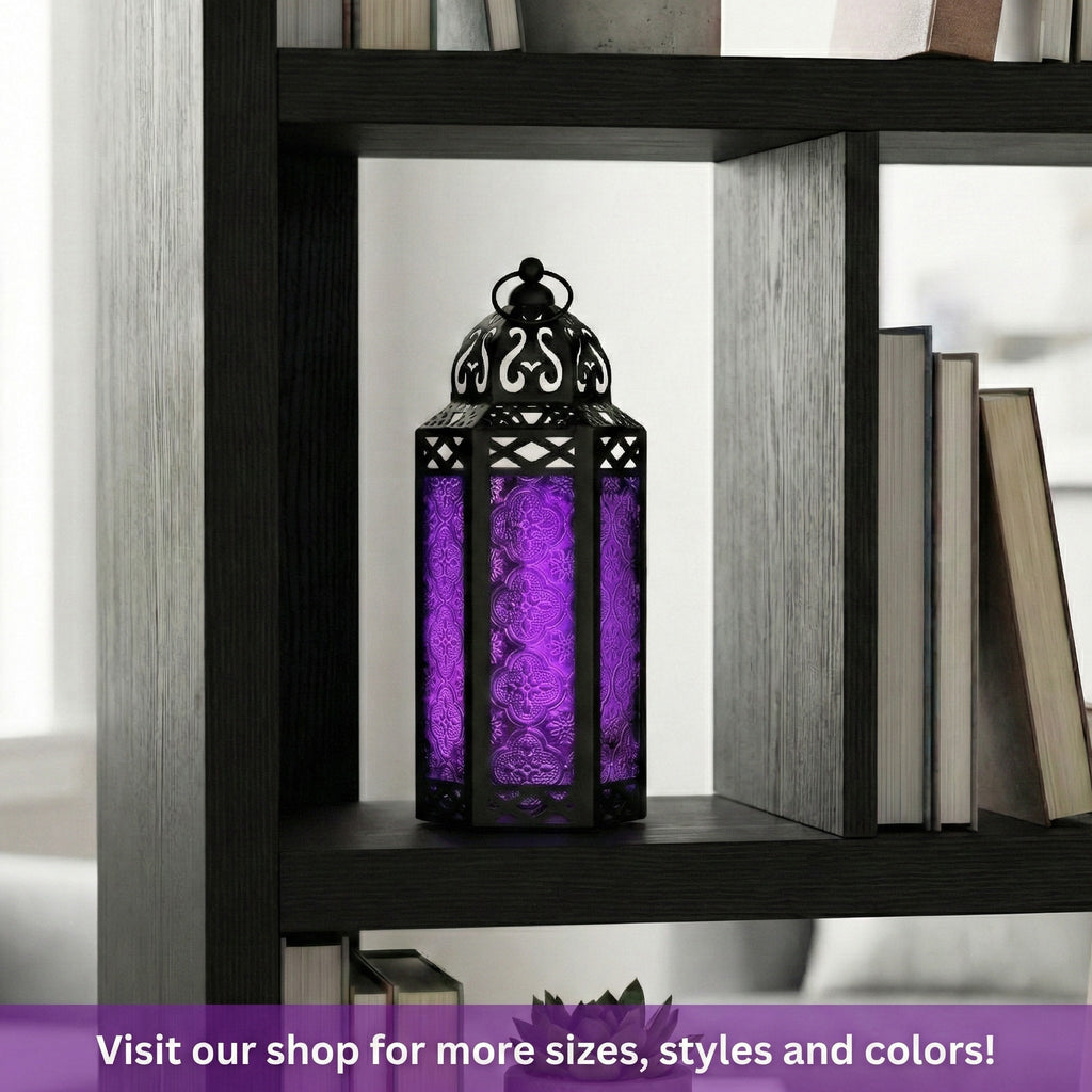 Decorative Moroccan Candle Lantern Holder, Medium, 10.5" Tall