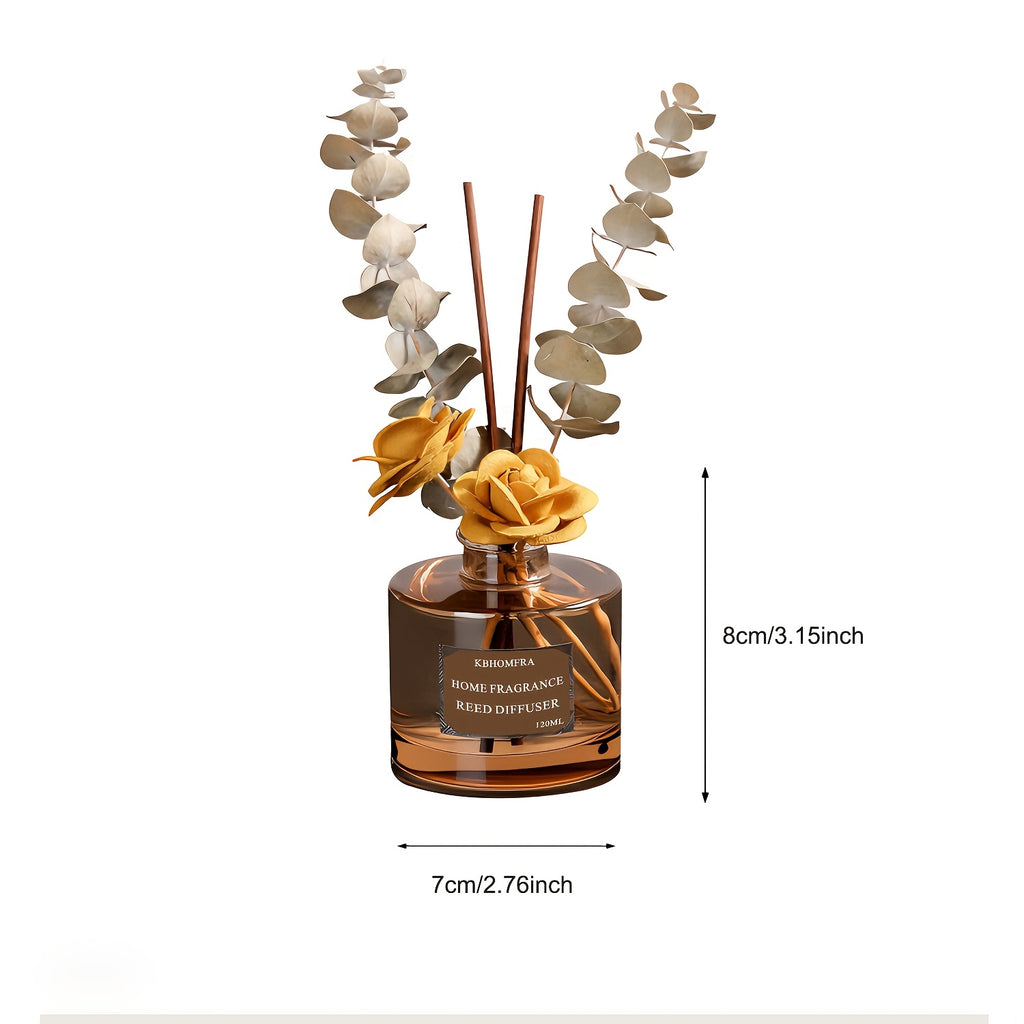 KBHOMFRA Rattan Reed Diffuser, Infused with the Fragrance of Jasmine, Cedarwood, and Gardenia, Paired with Autumn-themed Dried Flowers and Rattan Reeds. Contains 4.06oz of Essential Oil for Long-lasting Fragrance, up to 90 Days. Suitable for Living