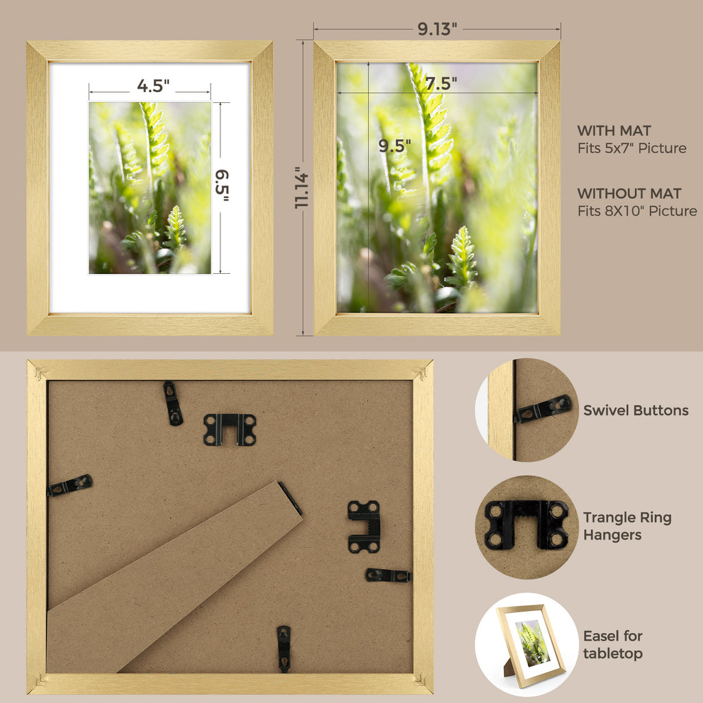 6 Packs 6x8/8x10/9x12/11x14/16x20 Picture Frames Set, Engineered Wood Gallery Wall Frame Set with Plexiglass - Wall Mounting or Tabletop Display