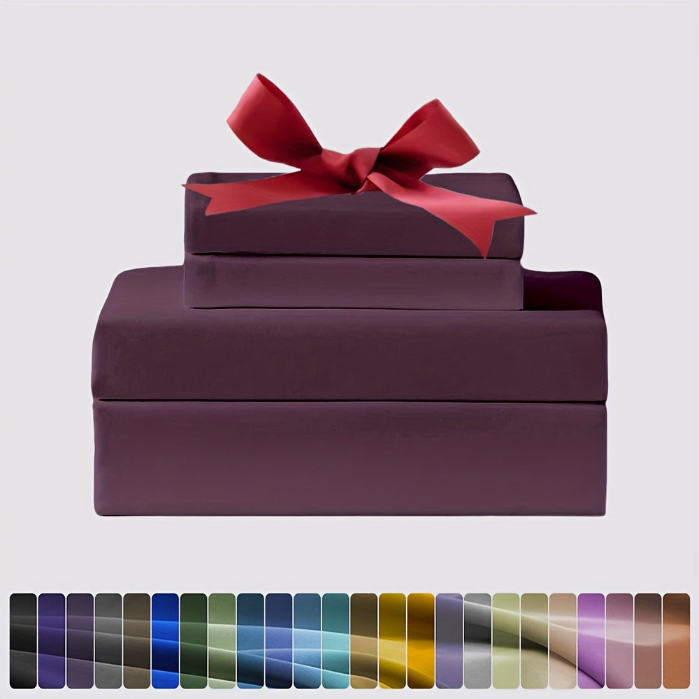 3/4pcs Ultra-Soft Microfiber Queen Size Cool Sheet Set - Hypoallergenic, Breathable with (14" - 17") Deep Pocket, Shrink & Fade Resistant - Includes Flat Sheet, Fitted Sheet, And 1/2 Pillowcases - Ideal for Queen & King Sizes - Gifts, Random Color