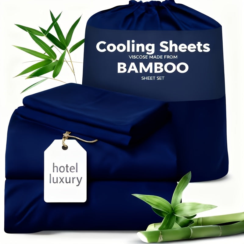 3/4pcs Cooling Sheets Set - Bamboo Bed Sheets Set Queen Size - Luxury Fitted Sheet Set - 1660TC Ultra Soft Children Sheet & Pillowcase Sets - Deep Pockets - Unmatched Comfort & Softness Sleep - Perfect Fit for All Beds Set - Include Random Color