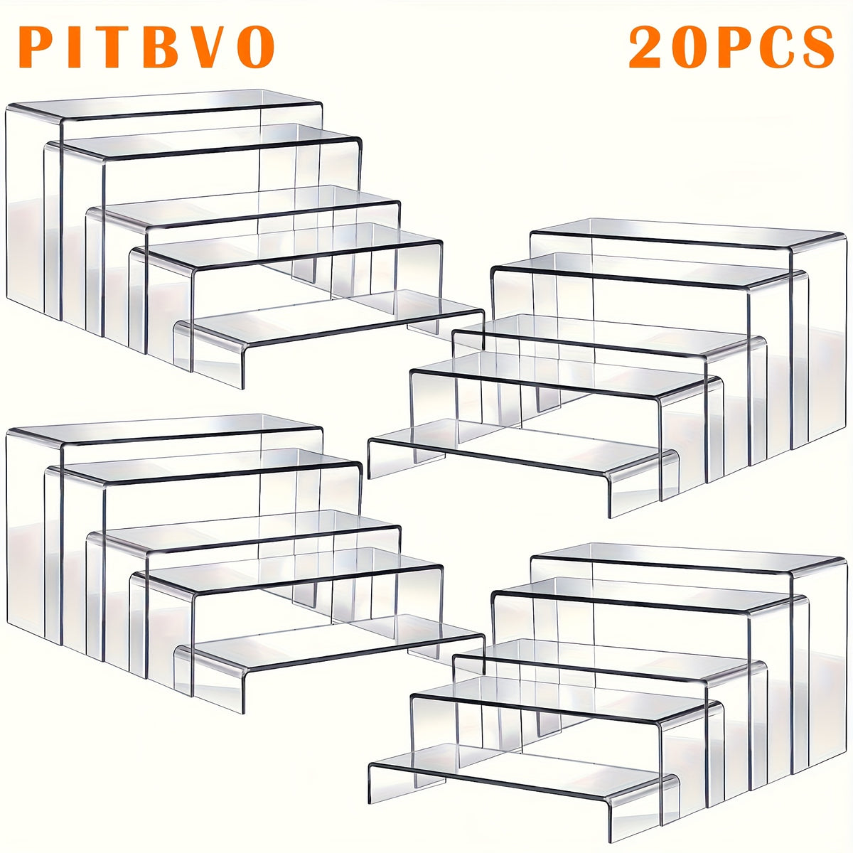 10/20pcs of PITBVO Acrylic Display Risers in Various Sizes, Transparent Acrylic Stands for Showcasing Funko Pop Figures, Cupcakes, Jewelry, Perfumes, And More (Large Size)