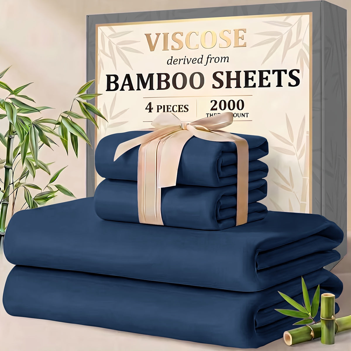 4/6pcs Cooling Bamboo Sheet Sets - Queen Size Soft 2000TC Luxurious Hotel Sheets, Luxury Kids Fitted Sheet, with 16-Inch Deep Pocket, Kids Sheet & Pillowcases And Breathable Night Sweats, Suitable for All Seasons, Twin/Full/Queen/King