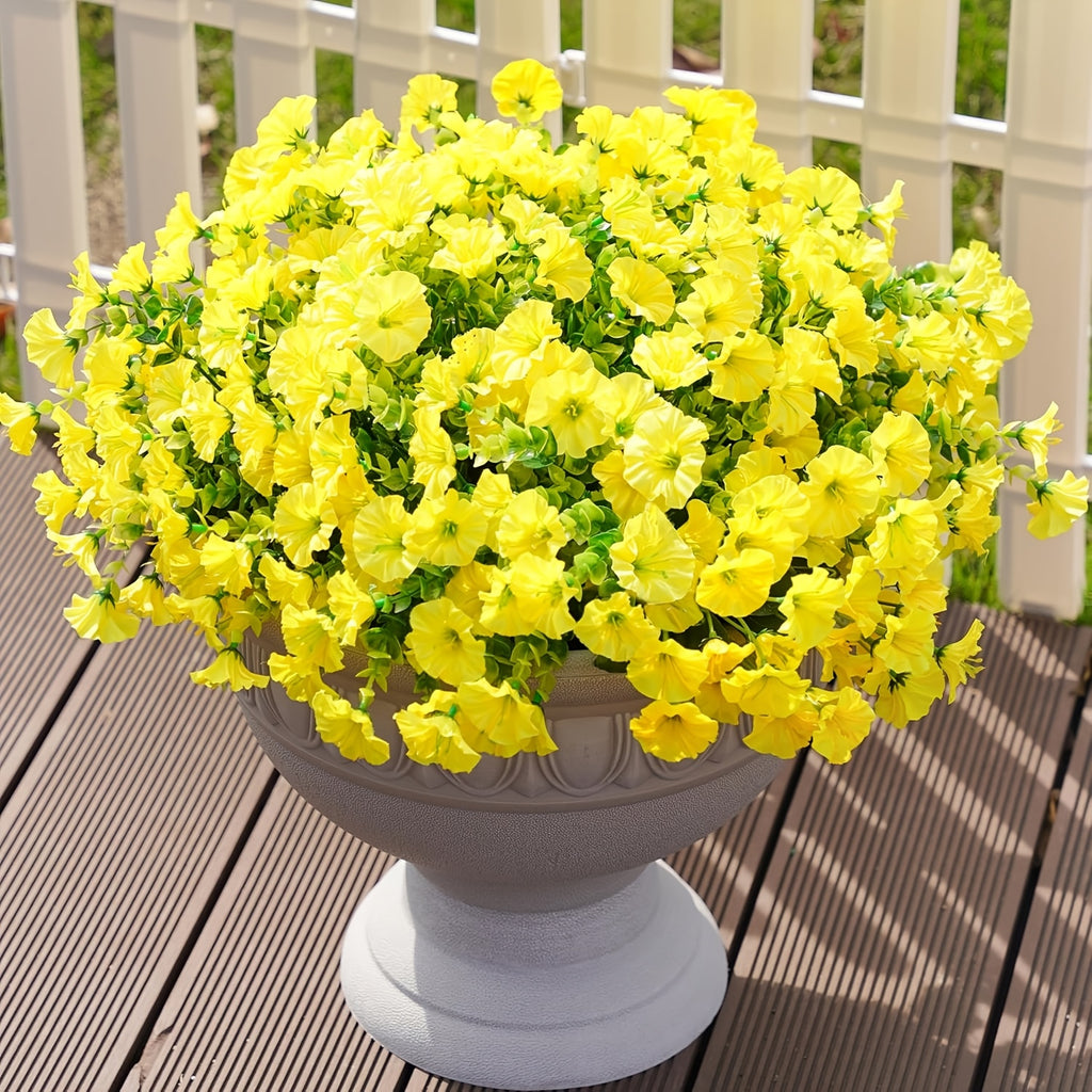 Mixed Color Artificial Morning Glory Flowers, 10 Bundles in Five Colors for Front Porch Planters, Patio Arrangements, Window Boxes and Home Decor