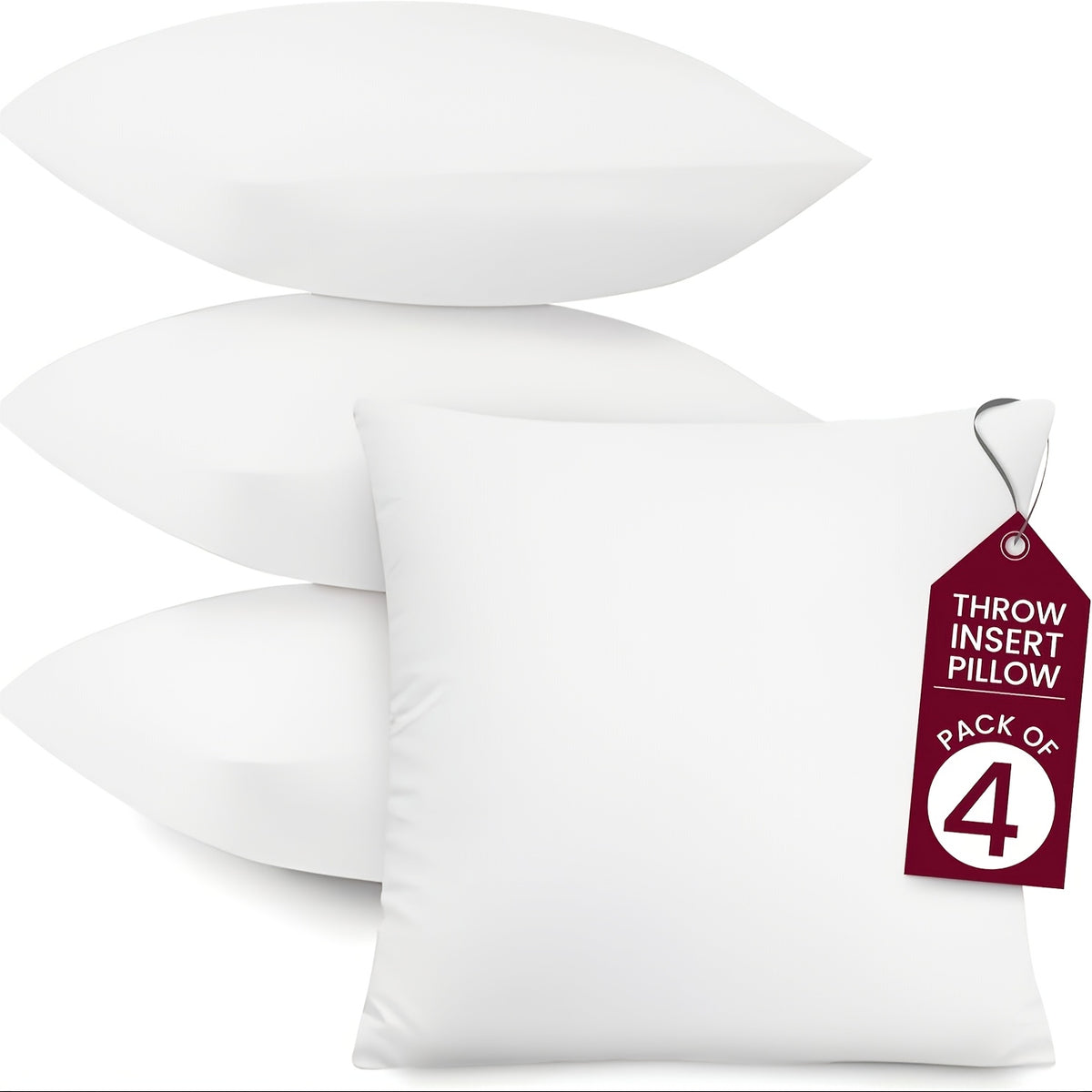 1/2/4 Pack Hypoallergenic New Fiber Cushion Filling Inserts, White Square Pillow Inserts For Sofa, Bed And Patio. Ideal For Bedroom, Office, Kitchen, Living Room Decor, Outdoor Camping And Spring & Summer Use. Perfect Mother'S Day Gift.