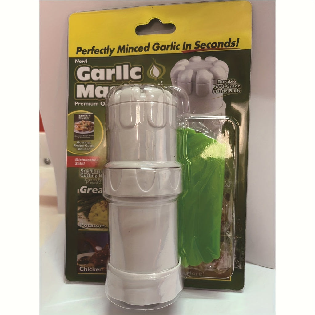 5-in-1 Heavy-Duty Garlic Press with Stainless Steel Blades and Ergonomic Handle - 5-in-1 Multi-Functional Food Processor for Crushing, Chopping, Peeling, Mincing, and Blending - Dishwasher Safe, Space-Saving Design with Ergonomic Lever System