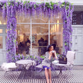 Purple Wisteria Garland Vines, 24-Pack Artificial Hanging Flowers with 90 Feet Total Listed Length for Wedding Arches, Party Backdrops and Home Decor