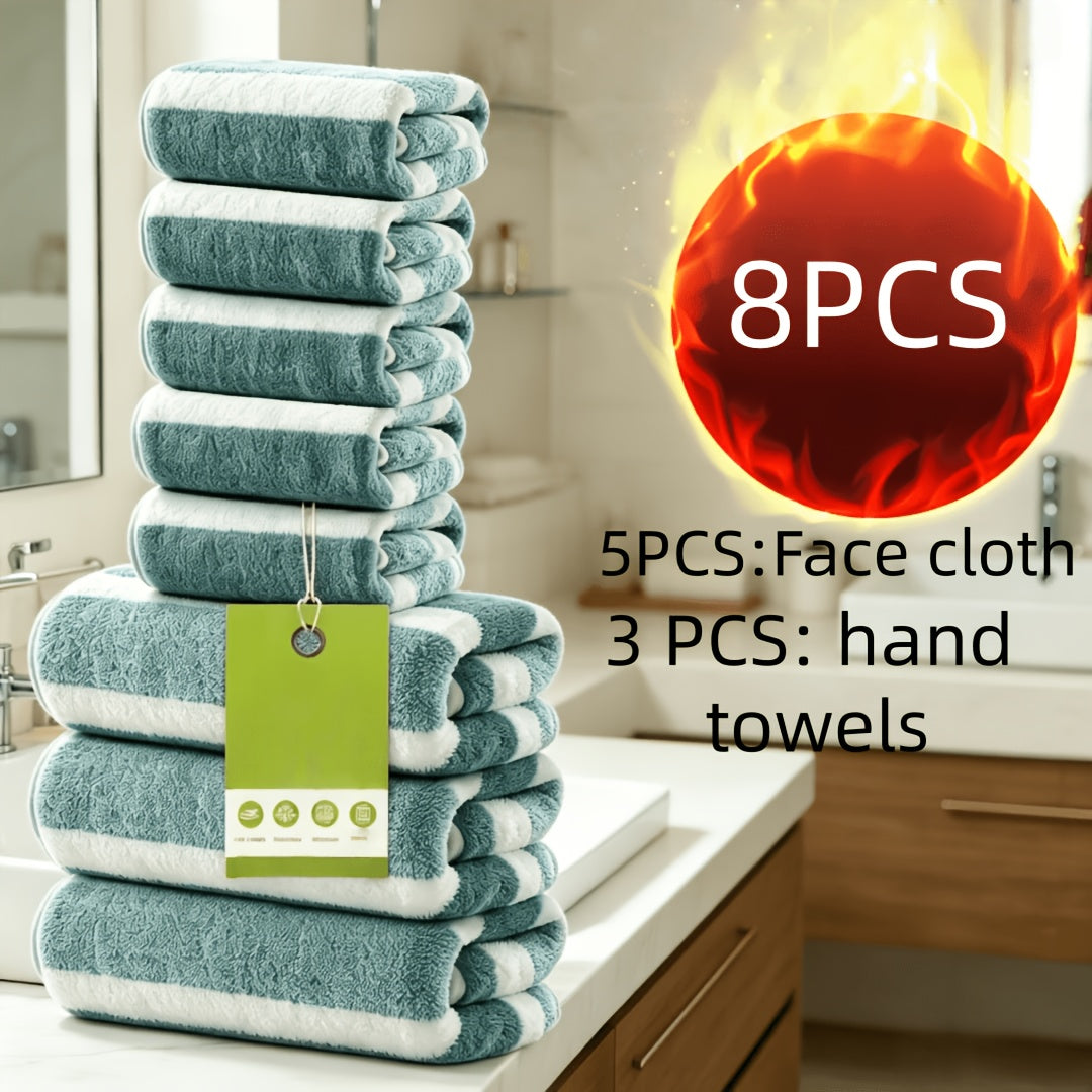 [Ultra-Soft Towel Set] 12/8pcs Towel Set, Ultra-Soft Towel Set with Excellent Absorbency And Quick-Drying Performance, 8pcss Include (1 Large Bath Towel, 2 Medium Bath Towels, 4 Small Bath Towels, 1 Hair-Drying Towel)
