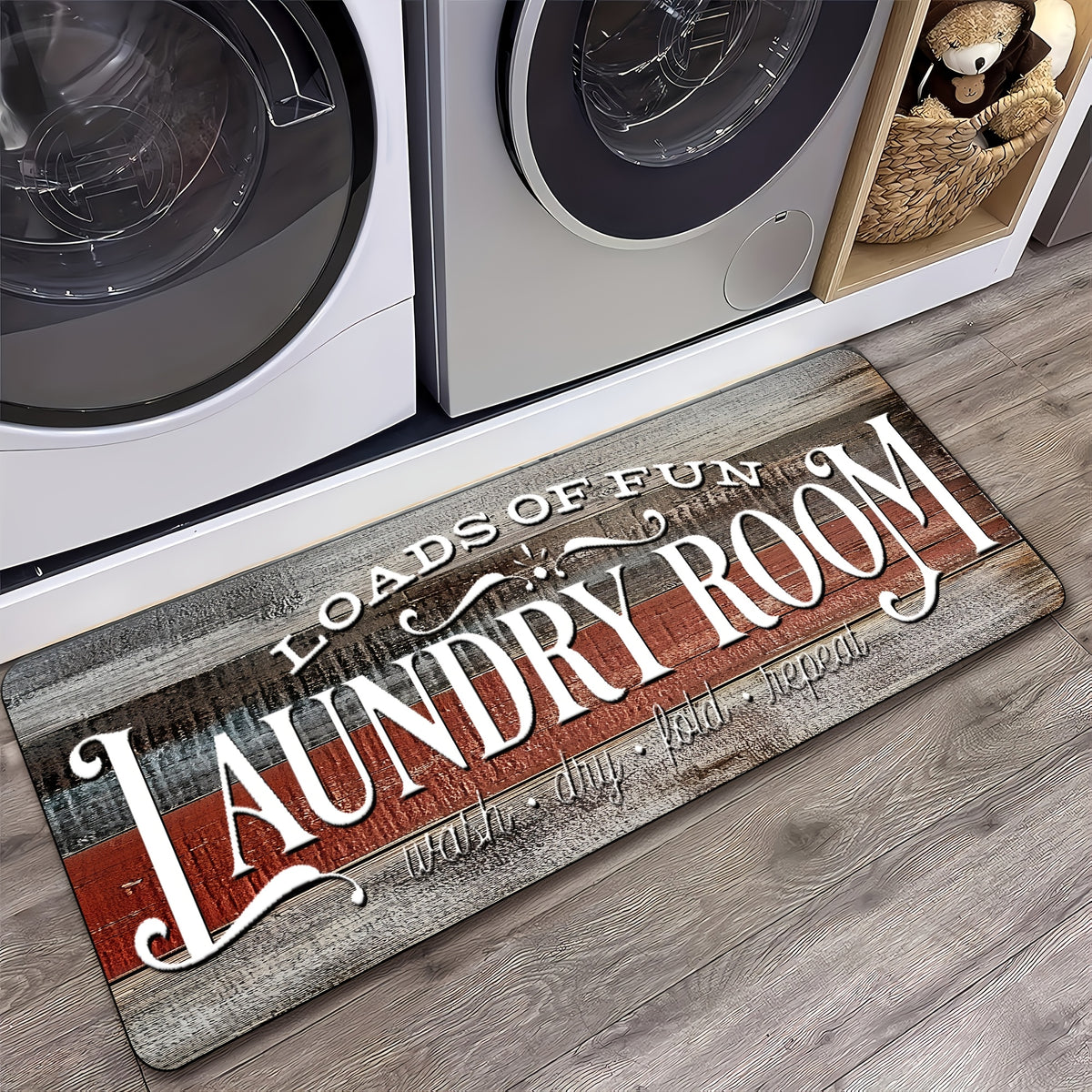 1pc Non Slip Laundry Room High Quality Runner Rug, Decor Non-Skid Comfort Standing Mat Machine Washable Text Design Laundry Mat, Floor Mats & Matting for Kitchen, Porch, Bathroom, Hotel, Commercial Laundry Rooms, And Home, Bathroom Rug 20x60in