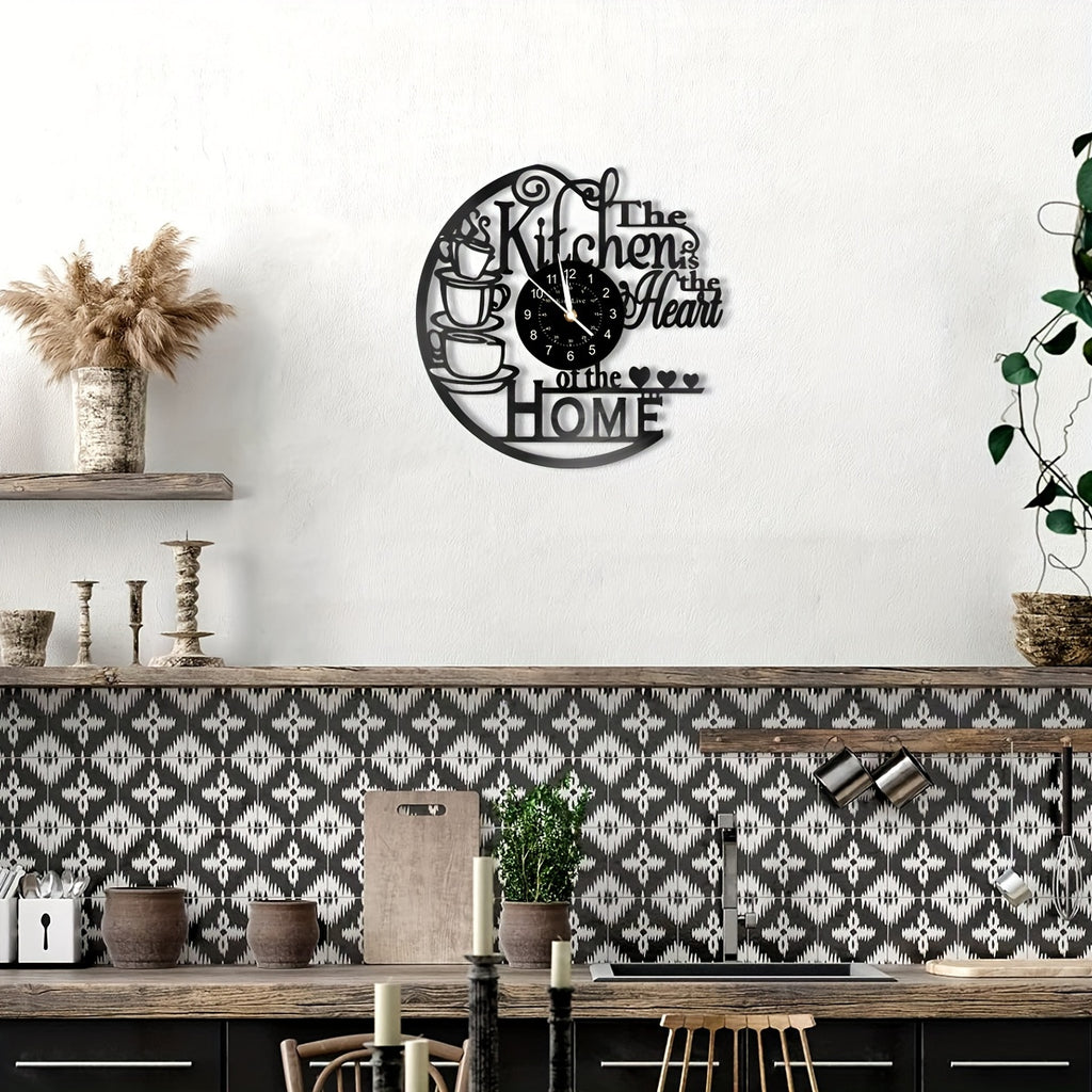 1pc Coffee Vinyl Record Wall Clock, Wall Decoration Art Decoration, Coffee Cup Design Wall Clock - Coffee Clock Silent Home Decoration, Living Room Bedroom Kitchen Bathroom, Christmas Gift/New Year Gift, Special Surprise