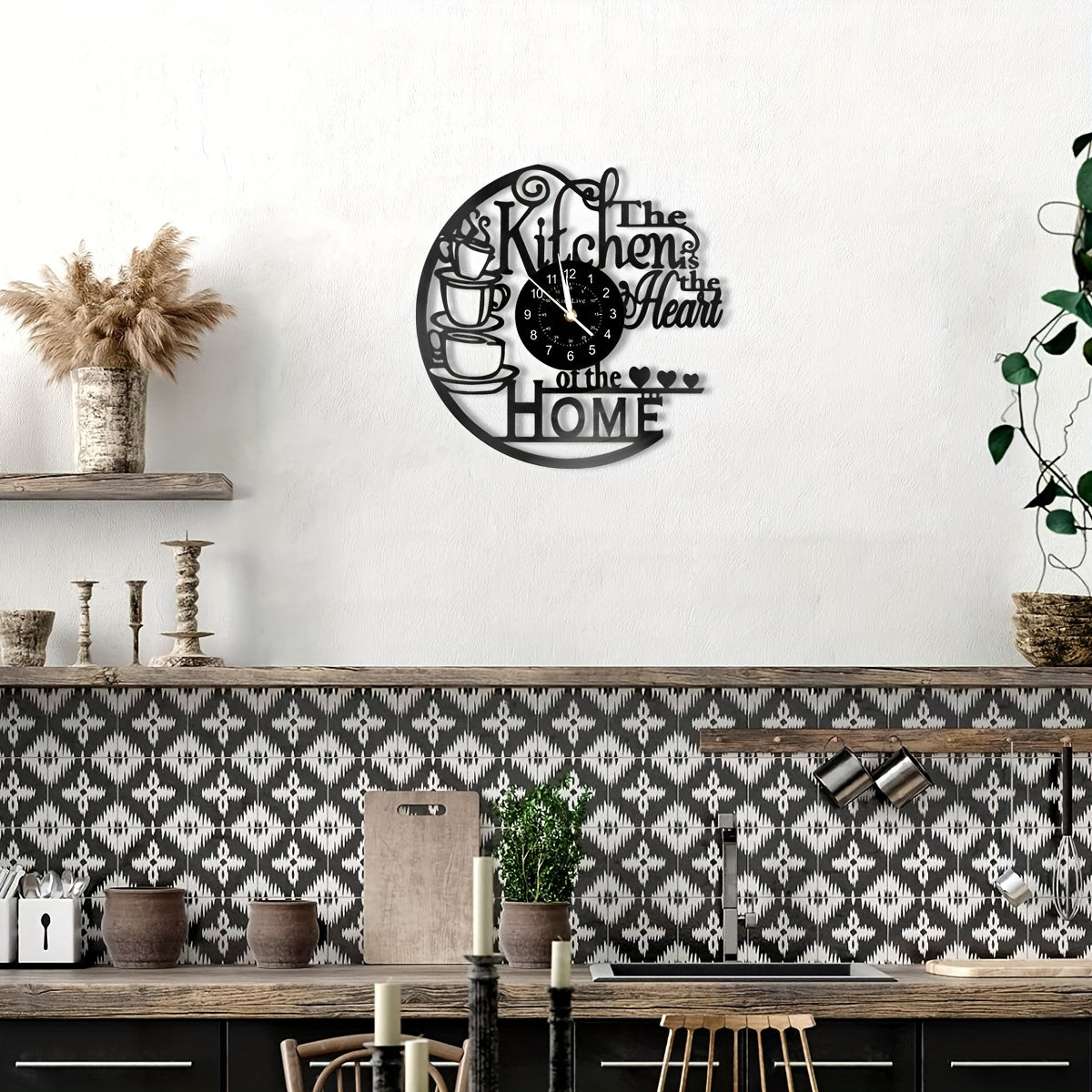 1pc Coffee Vinyl Record Wall Clock, Wall Decoration Art Decoration, Coffee Cup Design Wall Clock - Coffee Clock Silent Home Decoration, Living Room Bedroom Kitchen Bathroom, Christmas Gift/New Year Gift, Special Surprise