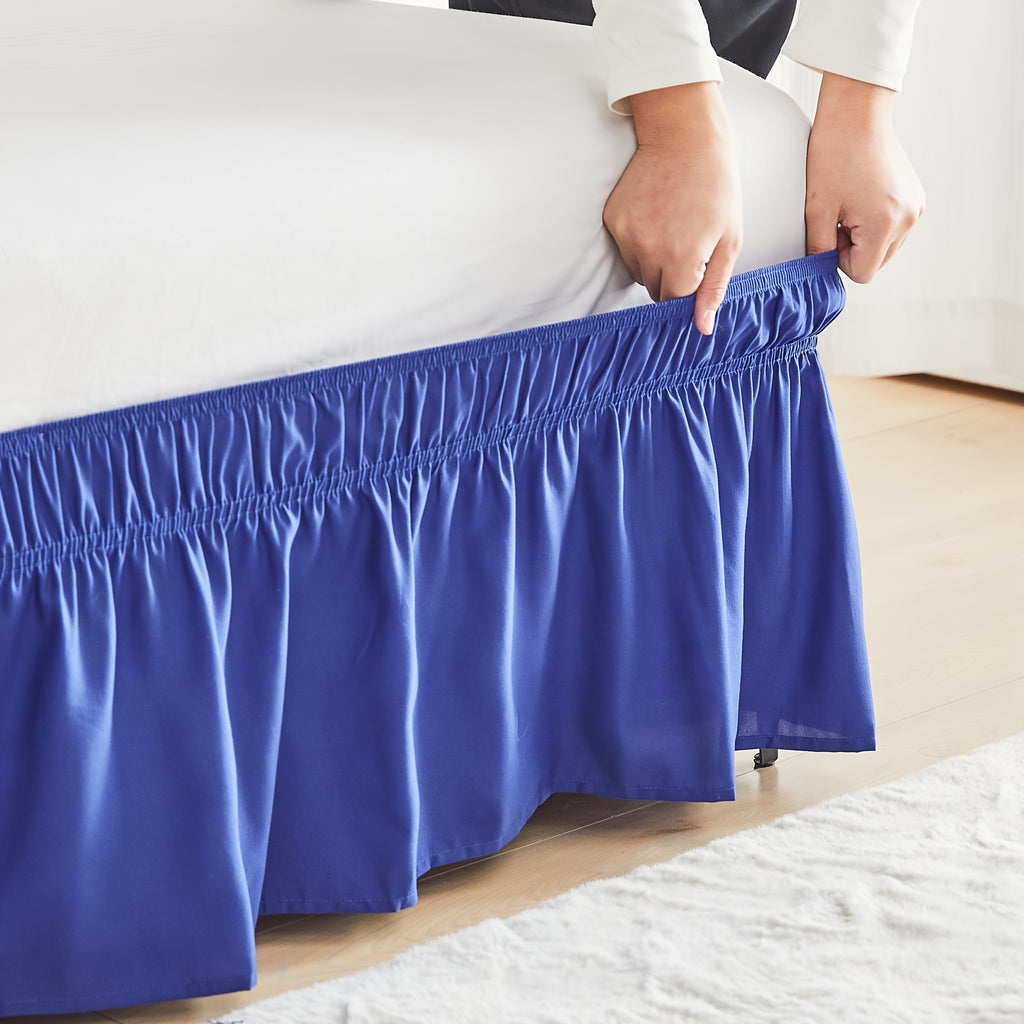Leafy Sleep Elastic Bed Ruffle, Easy Wrap Around Ruffle, Microfiber Bed Skirt with Adjustable Elastic Belt 15 Inch Tailored Drop, Hotel Quality Bed Skirt, Fade Resistant, Easy Fit, Machine Washable