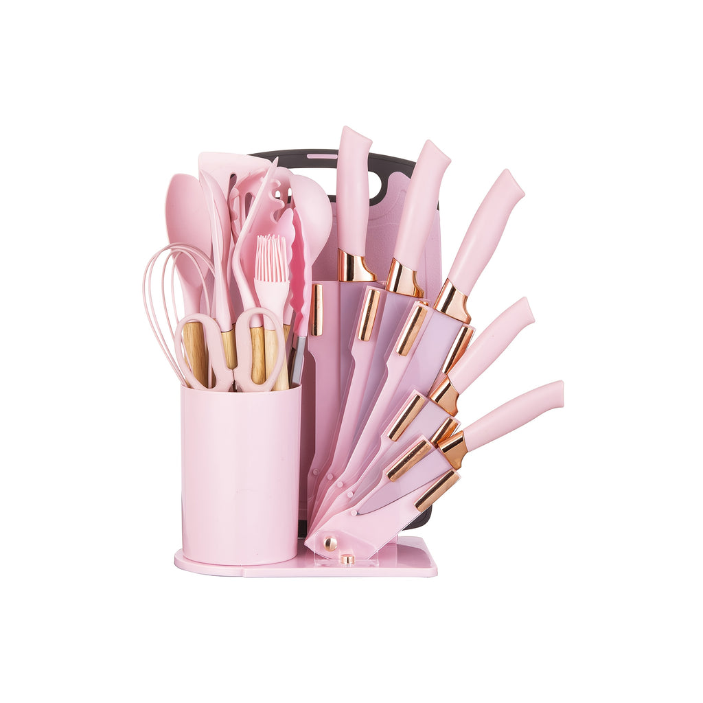 19 Sector Set And Knife Set, Perfect for Outdoor Camping - Heat-Resistant, Non-Stick, Wooden Handle, Easy to Clean - Perfect for Women'S Cooking Gifts, New Year'S And Valentine'S Day