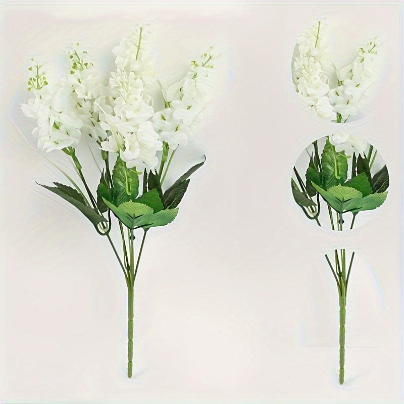 Artificial White Hyacinth Flowers, 35 Blooms in 7 Bunches, Realistic Plastic Bouquet for Wedding Centerpieces, Home and Office Decor, No Vase