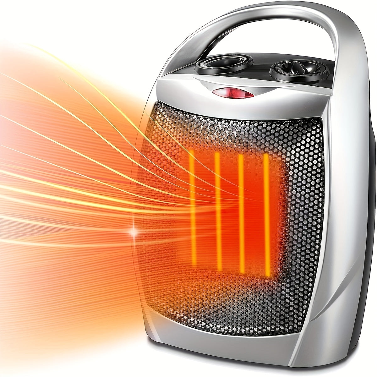 1500W/950W Ceramic Space Heater, Portable Electric Heater with Adjustable Thermostat, Heating Up to 200 Sq. Ft, 2S Rapid Heating, Compact Design, Overheat And Tip-Over Protection, for Indoor Use
