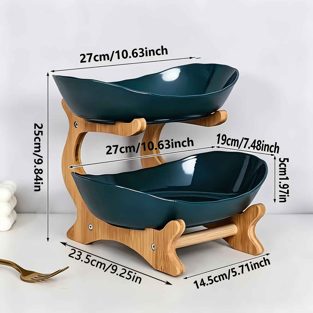 2/3-Tier Creative Plastic Fruit Plate | Elegant Wooden Design Suitable for Family Snacks And Bread Plastic Trays in The Living Room, Space-Saving Design, Easy to Assemble, Birthday Gift