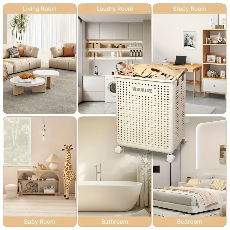 Foldable Laundry Hamper with Wheels, Multi-Size Rolling Clothes Basket for Bedroom, Bathroom, Dorm and RV Laundry Storage and Home Organization