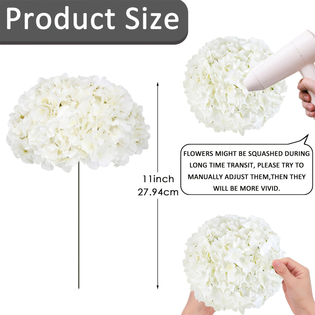 Set of 24 Synthetic Hydrangea Blooms with Stems, Ideal for Wedding Decorations, Home Parties, Baby Showers, And Store Displays. These Floral Arrangements Are Long-Lasting And Can Be Reused, Available in White, Orange, Blue, Dreamy Purple, Champagne