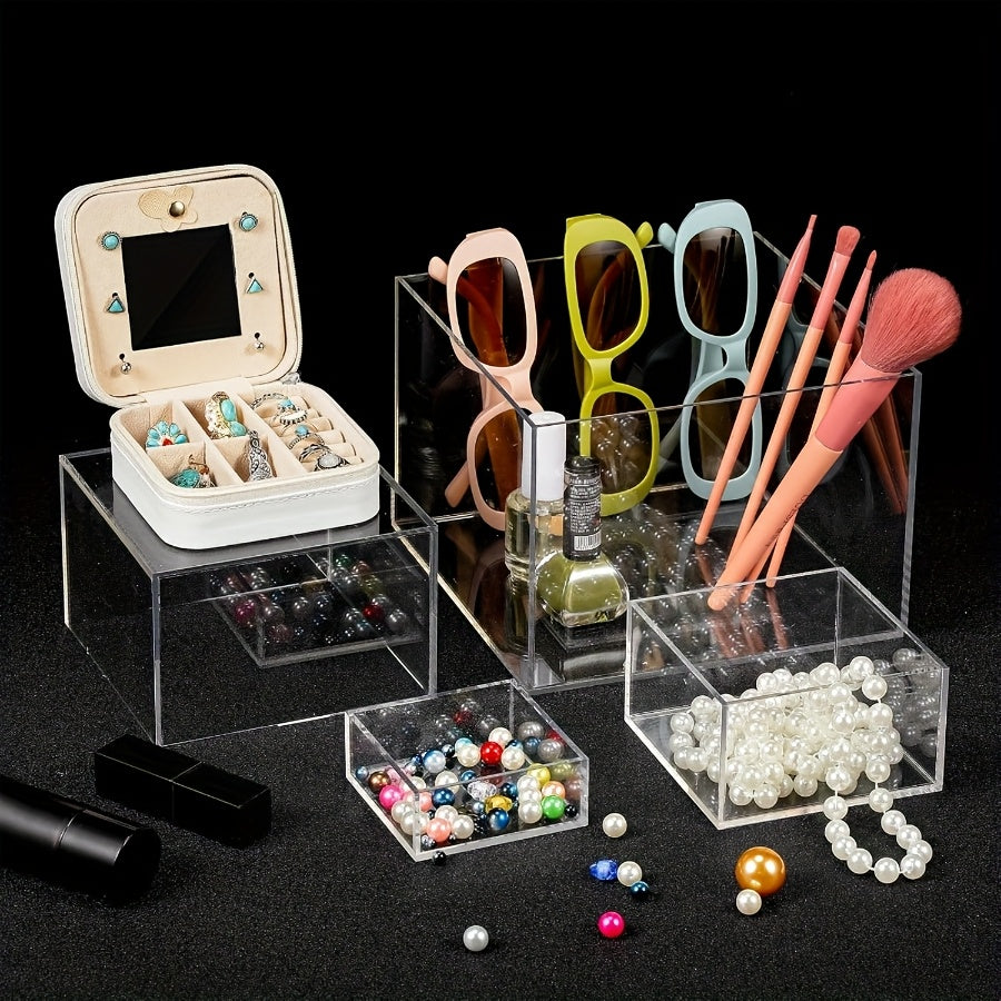 6pcs Clear Acrylic Boxes For Display As Buffet Risers And Stands, Food Risers For Party, Table, Stands, Including 8", 7", 6", 5", 4", 3" (Small, 6pcs, Clear)