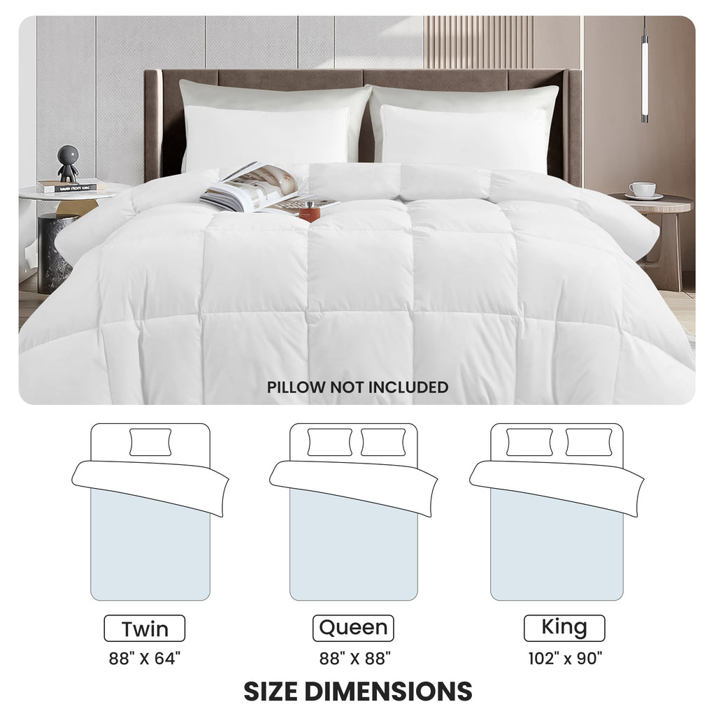 Lux Decor Comforter - All Season Quilt Comforter For Summer Sleeping With Corner Tabs - Soft, Breathable Versatile Bedding & Bedroom Decor - Luxurious Box Stitching