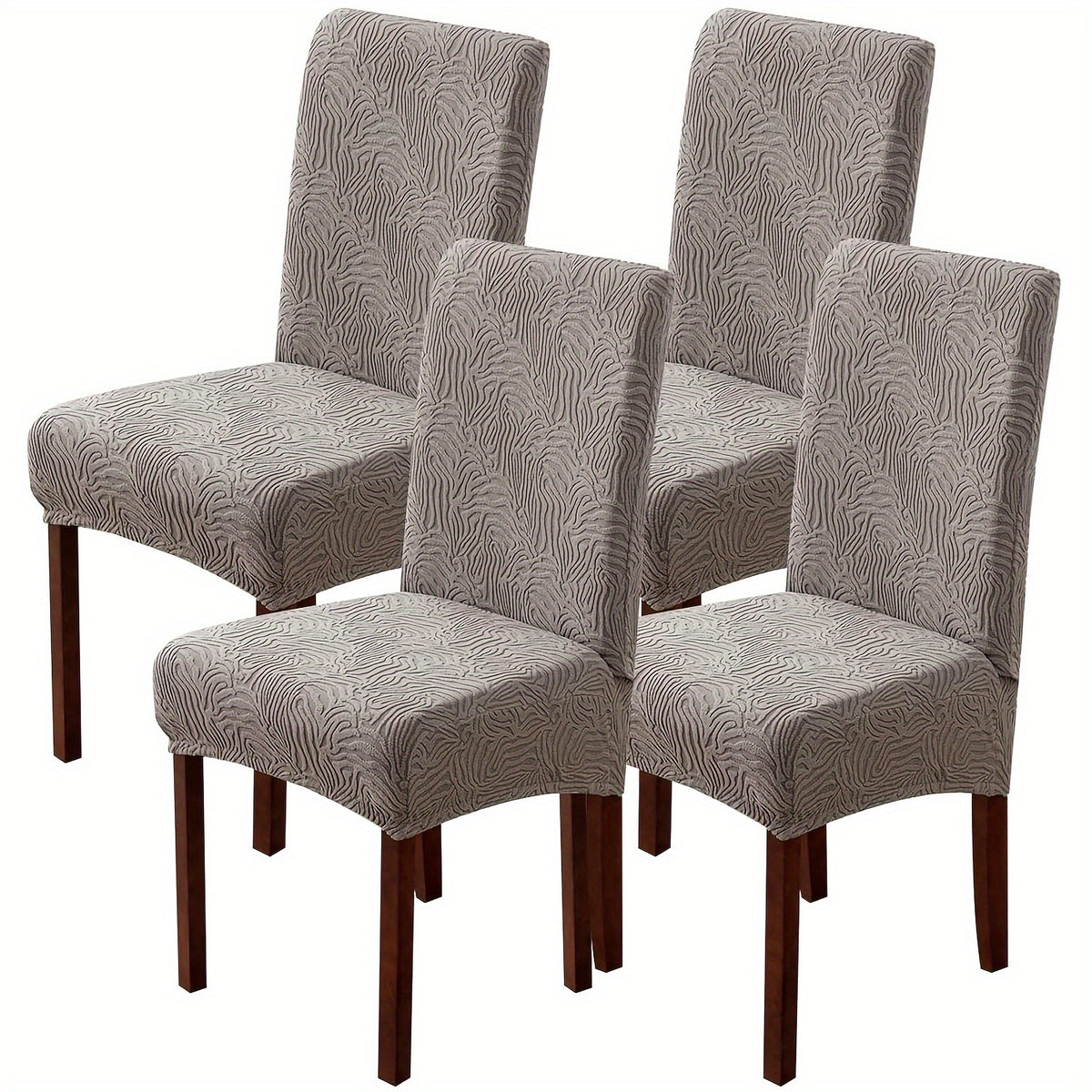 4/6pcs Chair Covers for Dining Room, Stretch Jacquard Dining Chair Slipcovers Removable Washable Chair Protector for Kitchen, Hotel, Restaurant