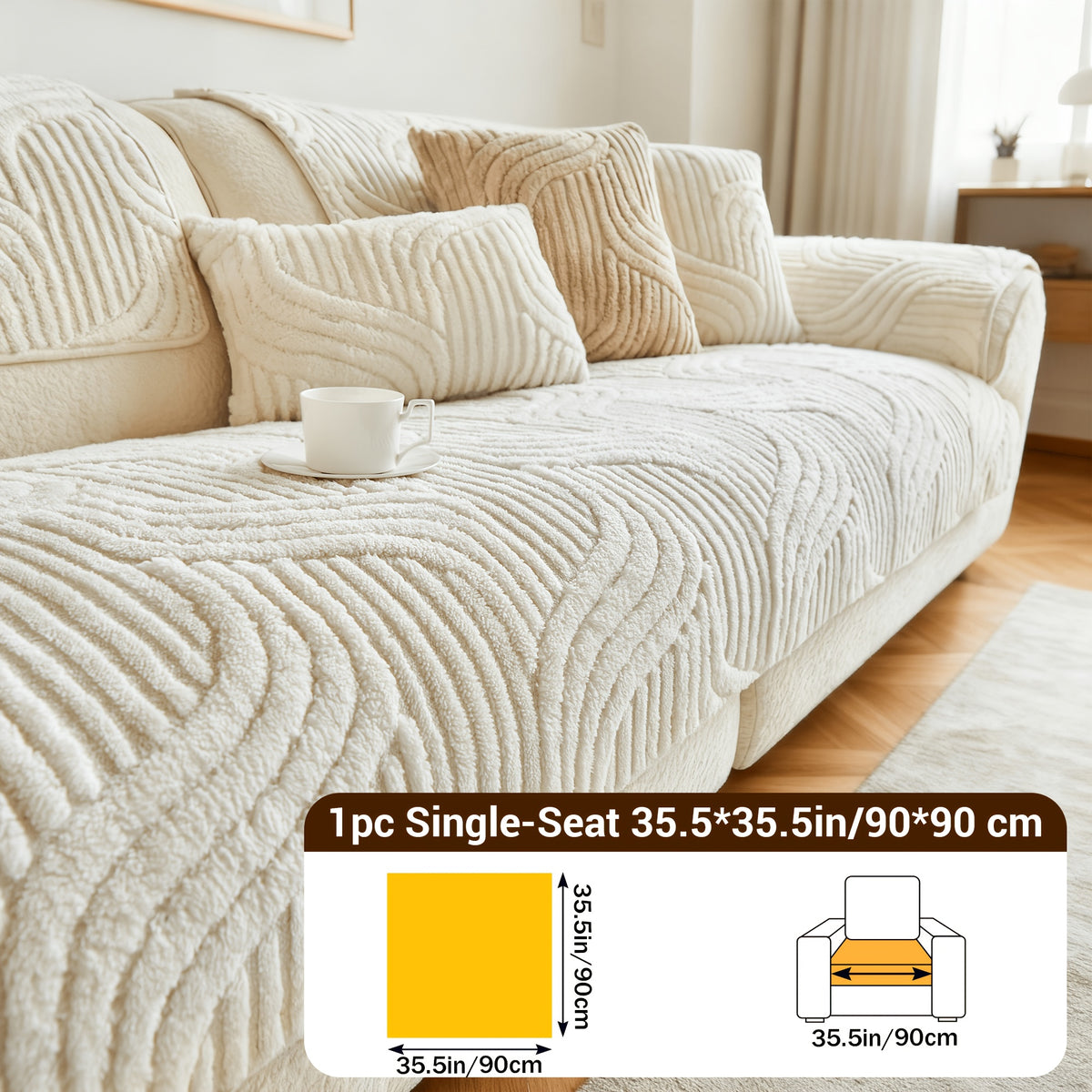 1pc of Thick, Quilted Sofa Cushion That Is Stylish, Durable, Warm, And Non-Slip. This Plush Sofa Cover Is Breathable And Comfortable, Making It Perfect for Families with Pets. It Is Suitable for Use in The Bedroom, Office, Living Room