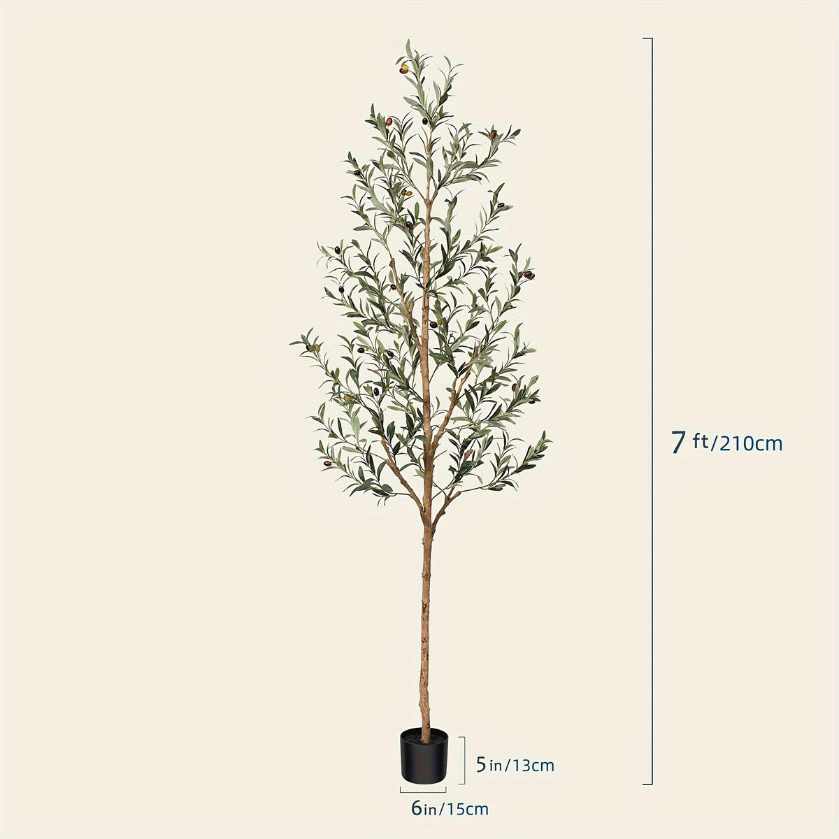 Artificial Olive Tree - Potted Faux Silk Plant with Natural Wood Trunk And Lifelike Fruits - Perfect for Home, Office, Outdoor And Holiday Decor