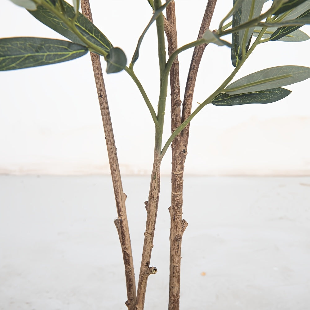 47.24inch/59.06inch/70.87inch/82.68inch Artificial Olive Tree with Realistic Black Fruits - Multi-Branch Broad-Leaved Mediterranean Plant, High-Quality Plastic Nordic Style Home Decor for Living Room, Kitchen, Hotel, Mall - No Maintenance Year-Round Decor