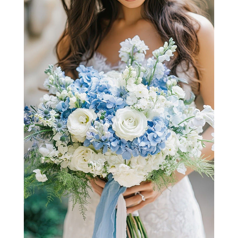 20/40 Blue White Hydrangea Artificial Flowers, 16.2 Inches Outdoor Silky Hydrangea Artificial Flowers, Suitable for Outdoor Weddings, Garden Decorations, Exhibition Decorations, Home Parties, And Christmas Decorations.