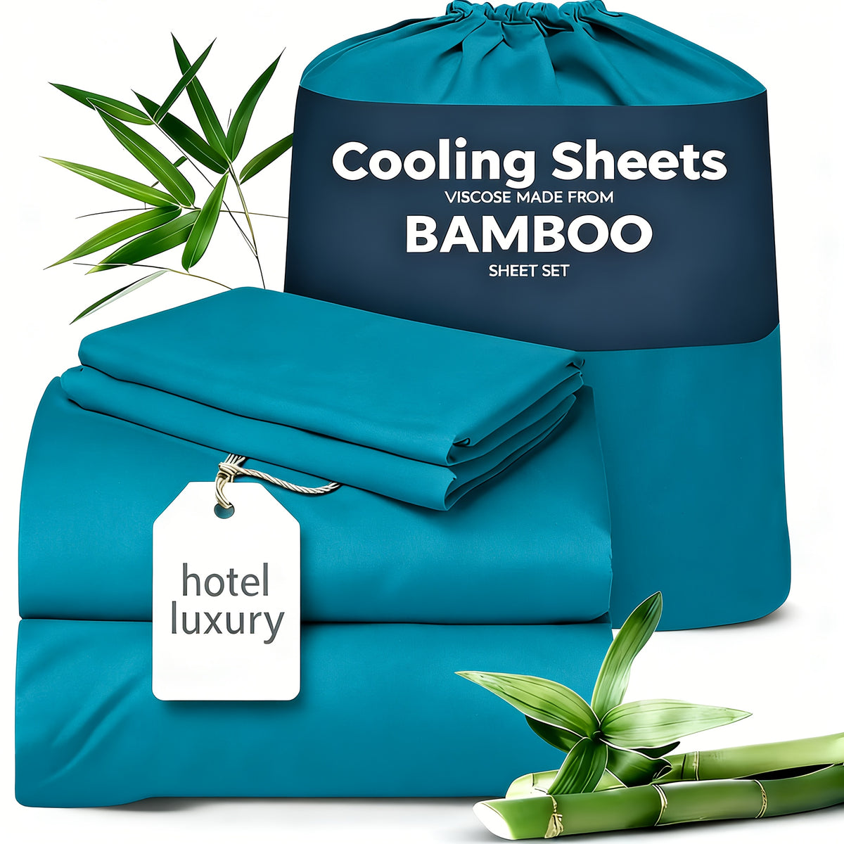3/4pcs Cooling Sheets Set - Bamboo Bed Sheets Set Queen Size - Luxury Fitted Sheet Set - 1660TC Ultra Soft Children Sheet & Pillowcase Sets - Deep Pockets - Unmatched Comfort & Softness Sleep - Perfect Fit for All Beds Set - Include Random Color