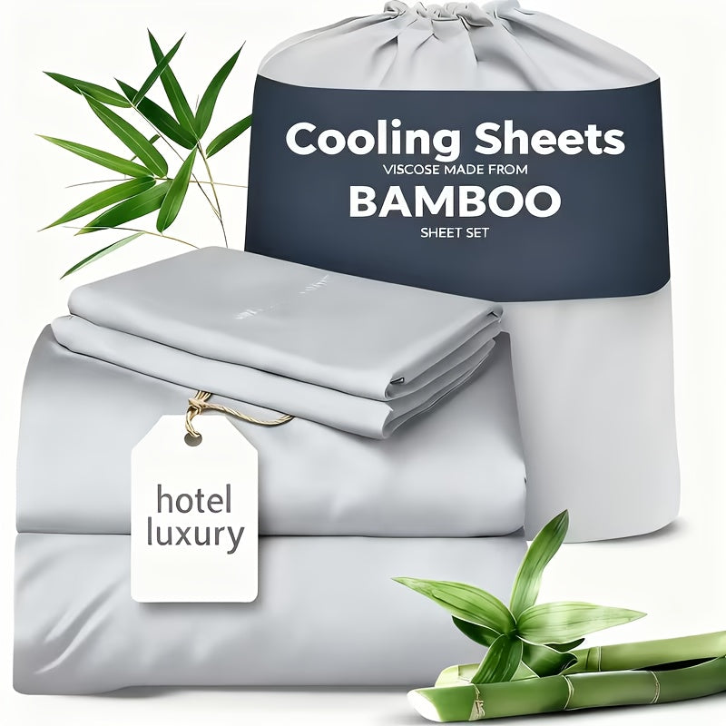 3/4pcs Cooling Sheets Set - Bamboo Bed Sheets Set Queen Size - Luxury Fitted Sheet Set - 1660TC Ultra Soft Children Sheet & Pillowcase Sets - Deep Pockets - Unmatched Comfort & Softness Sleep - Perfect Fit for All Beds Set - Include Random Color