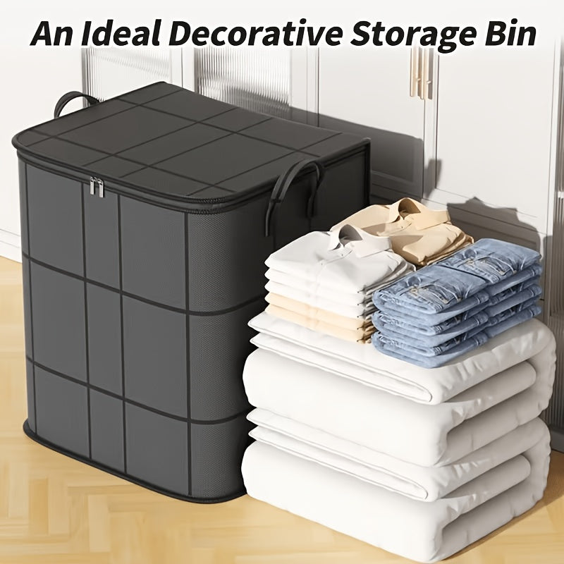 3pcs Set L/XL/XXL Storage Bags with Zippers And Lids - Foldable Durable Organizer Bags for Bedding, Blankets, Pillows, And with Portable Handles, Essential Travel Gear, Under-Bed Storage