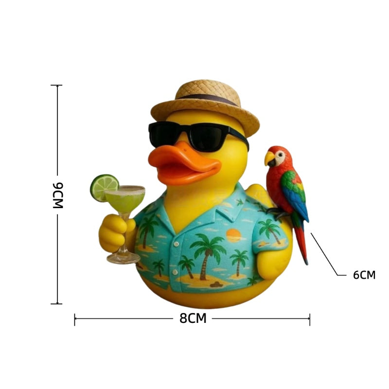 Cocktail Beach Duck, Special Summer Edition. Exquisite Craft Ornament. Perfect for Outdoor Scenes, Pool Parties, Beach Parties, Hawaiian Styles Seaside Vacations. Ideal Decor for Summer-Themed Shoots And Thoughtful Seasonal Gifts