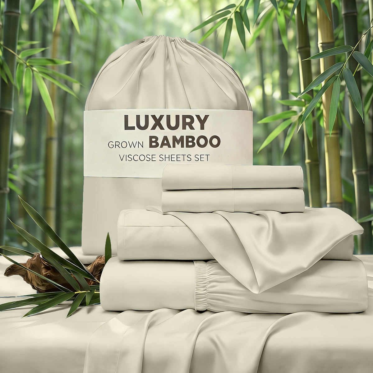 4pcs Hotel Luxury Bed Sheet & Pillowcase Set - Ultra Soft Rayon Derived From Bamboo, Wrinkle Fade & Stain Resistant, 14" Deep Pocket, Easy Care Bedding for Bedroom & Kids Room Decor