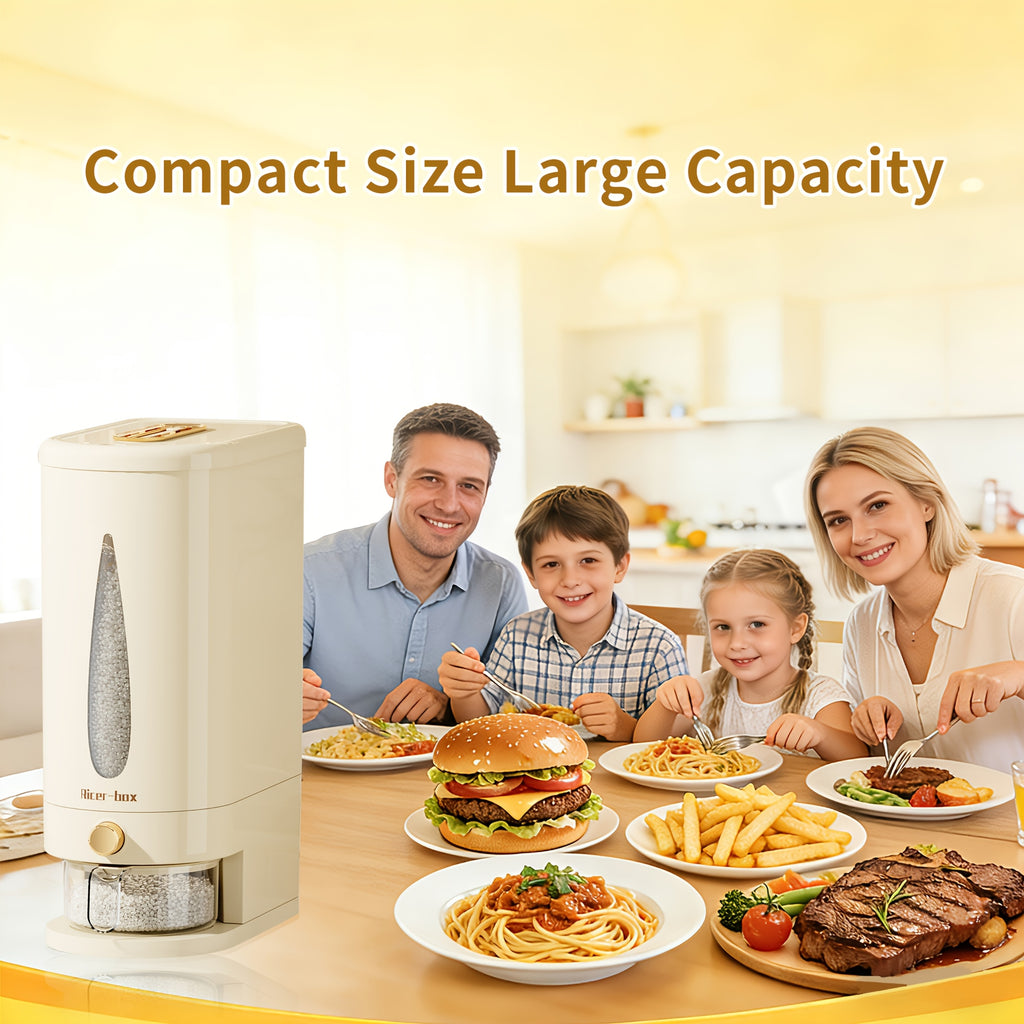 11/22 Pound Large Capacity Press Type Measuring Cup Rice Dispenser | Large Capacity Moisture-proof Sealed Rice Storage Box | Moisture-proof And Insect Proof Design for Rice, Coffee Beans, Legumes, Flour, And Pet Food | Kitchen Utensil Cabinet