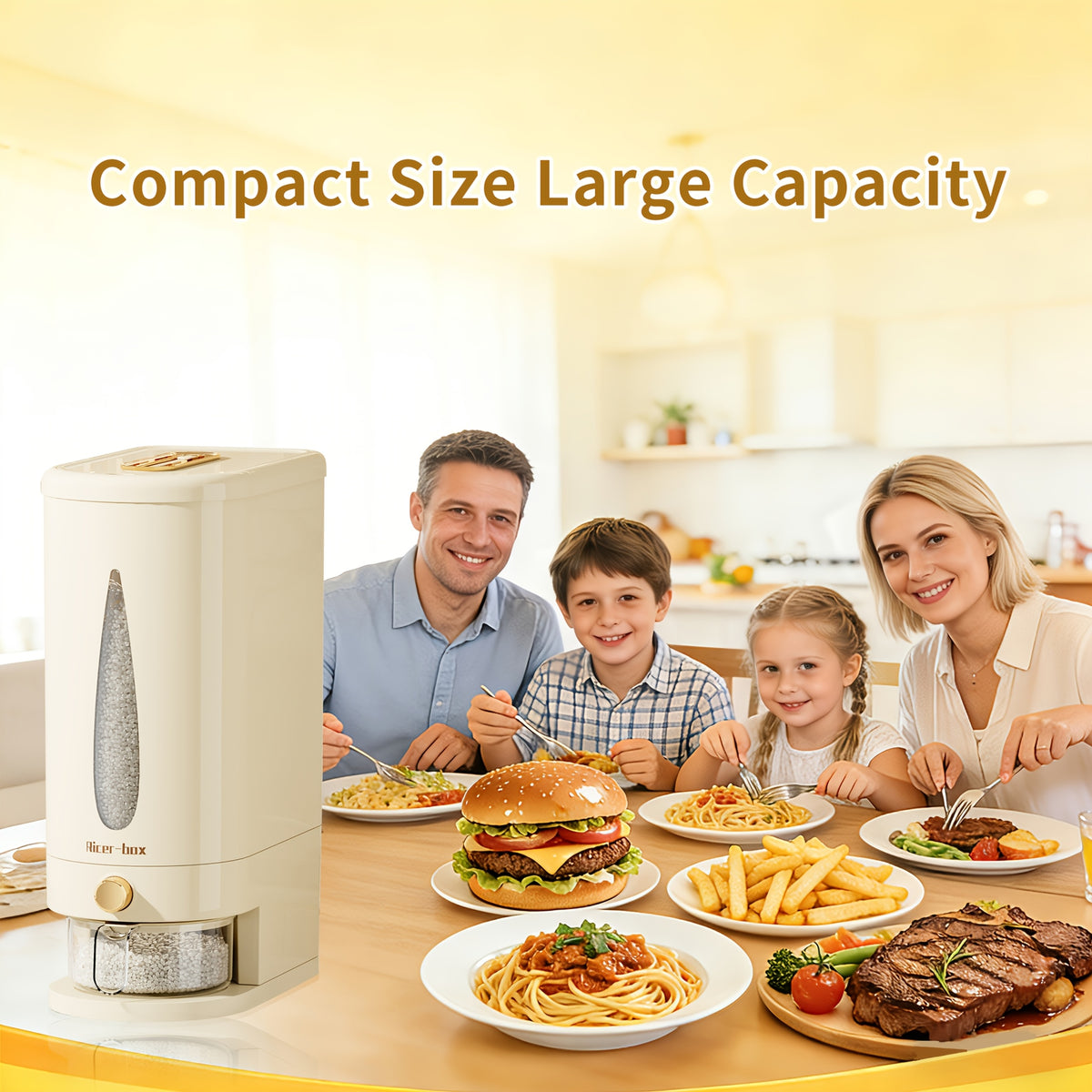 11/22 Pound Large Capacity Press Type Measuring Cup Rice Dispenser | Large Capacity Moisture-proof Sealed Rice Storage Box | Moisture-proof And Insect Proof Design for Rice, Coffee Beans, Legumes, Flour, And Pet Food | Kitchen Utensil Cabinet