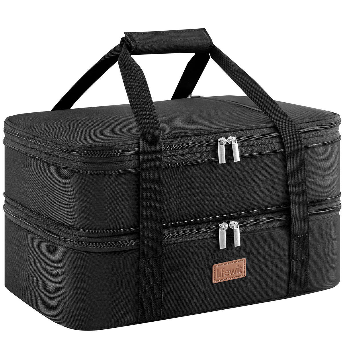 Expandable Insulated Casserole Carrier Suitable for Hot/Cold Food - Double Decker Tote with Rectangular PET Thermal Bag, Fits 9"x13" Baking Dish for Lasagna, Potlucks, Picnic, Christmas & Valentine's Gift for Cookouts, Parties