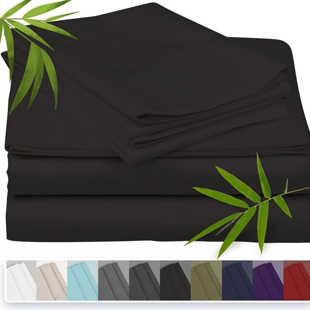 Emircey 3-piece100% Bamboo Fiber Cooling Bedding, Featuring Deep Pocket Design, Breathable And Cool, Suitable for Those Prone to Heat And Excessive Sweating. Fitted Sheet And Pillowcases, Gift for Family Members, Available In Queen King Sizes