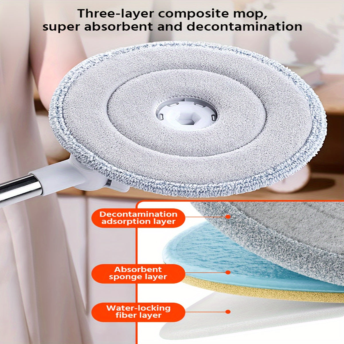 Clean and Dirty Water Separation Mop and Bucket Set, Hands-Free Washing System with Rotating Head Options for Wet and Dry Household Floor Cleaning