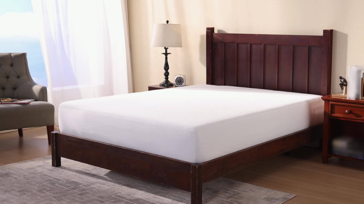 ClevaHome Waterproof Mattress Protector - King Queen Full Twin, Fitted Bed Sheet Only, Ultra Soft And Noiseless Surface, with PU Liner, 18 Inch Deep Pocket, Machine Washable, White, No Printing, Ideal for Bedwetting, Modern Bedroom Decor