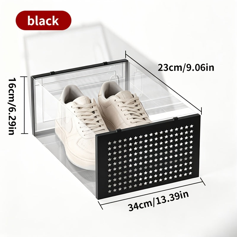 6/12/24pcs Thickened Transparent Shoe Boxes with Lid, Foldable Stackable Free Combination Shoe Rack, Plastic Sneaker Container, Space Saving Storage Organizer for Entryway, Bedroom, Home, Dorm, Ramadan DecorBrand: THCBME