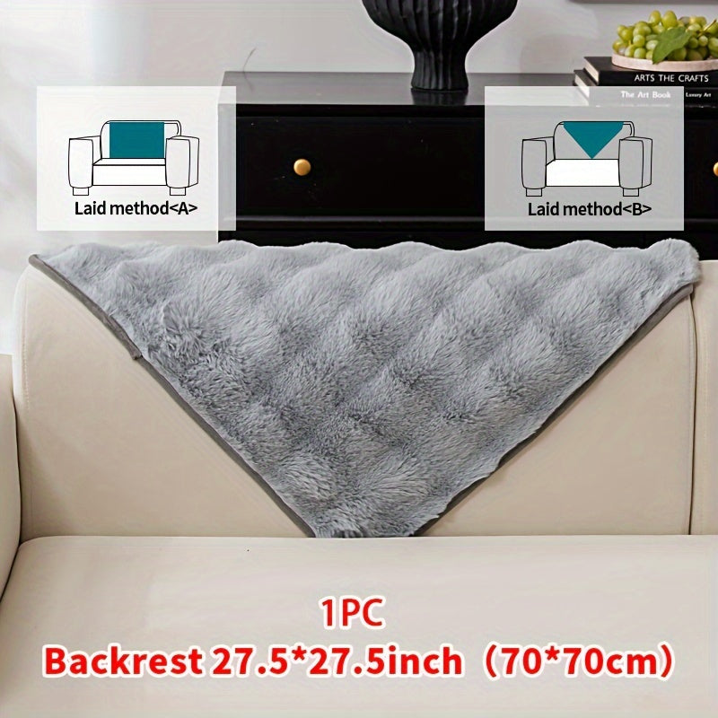 1pc Faux Rabbit Plush Sofa Cover, Winter Warm Thickened Plush Soft Sofa Cover, Pet Favorite, Dog Friendly Sofa Cover, Cushion Protection Cover, Anti Slip Sofa Furniture Protection Cover, Bedroom, Office, And Living Room Decoration Local Warehouse