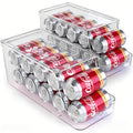 Soda Can Organizer with Lid, Clear Stackable Refrigerator Can Holder for 9 Cans Each, BPA-Free Fridge and Pantry Storage in 1 or 2 Pack Options